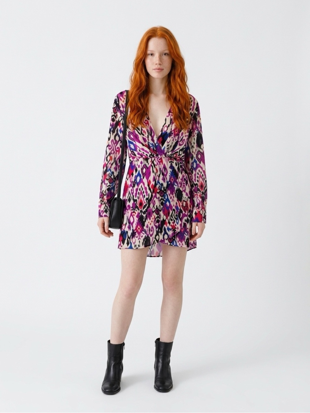 ZARA Multicolored Abstract Print Crossed Mini Dress Size M NWT 7484/075 - Picture 5 of 7